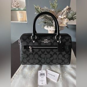 SOLD COACH ROWAN SATCHEL/CROSSBODY BAG IN SIGNATURE COATED CANVAS GRAPHITE BLACK